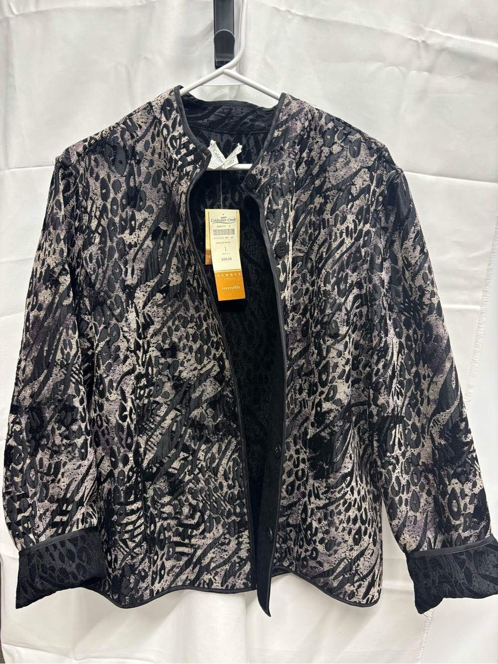 Coldwater Creek Black Jacket with Neutral Animal-Print Accents. Brand new w/tags